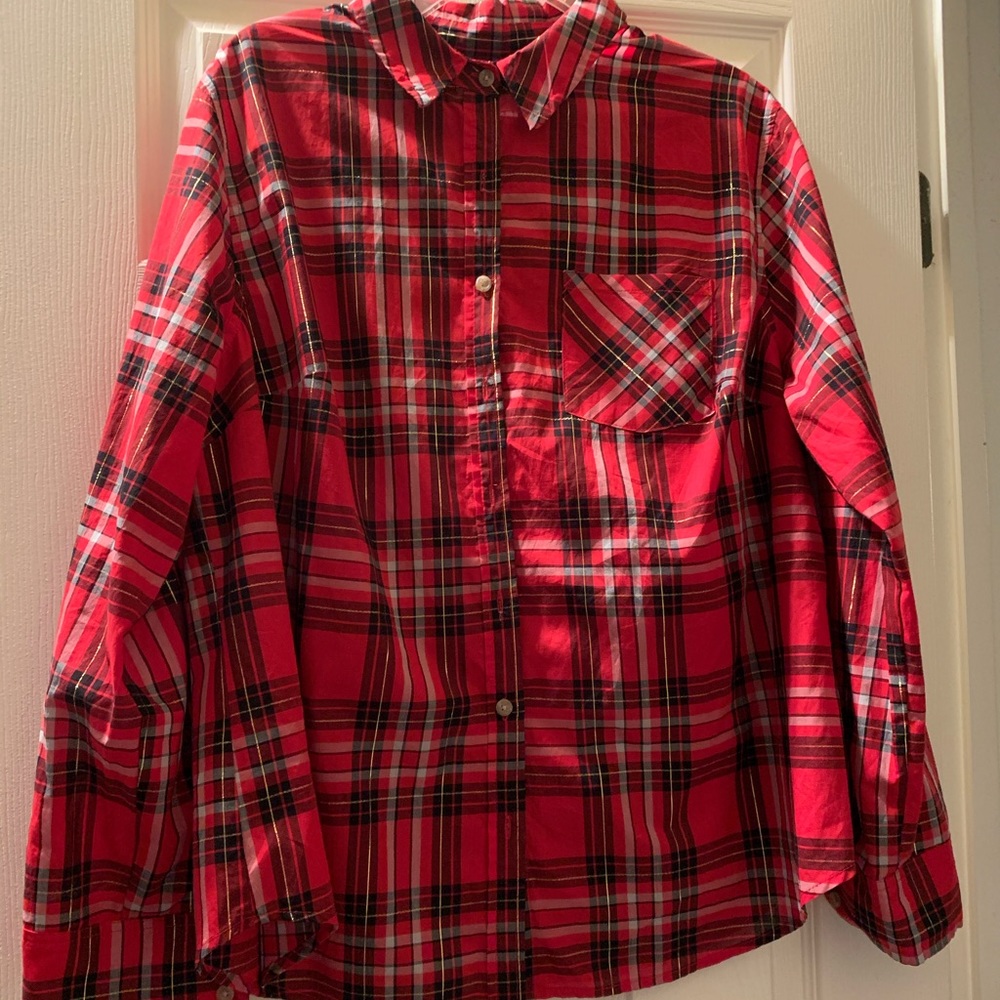 Patterned Flannel Tunic Shirt for Women